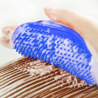 Soothing Massage Rubber Bristles Curry Comb for Dogs Cats Washing Pet Dog Bath Brush Comb Dog Wash Mitt or Brush