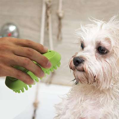 A bath and massage brush popular with dogs and cats